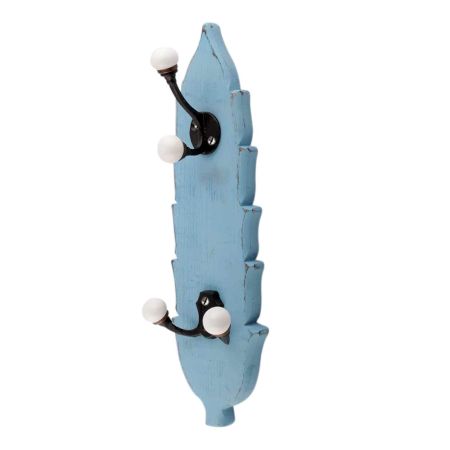 Turquoise And Black Double Loop Ceramic Iron Wooden Hooks 